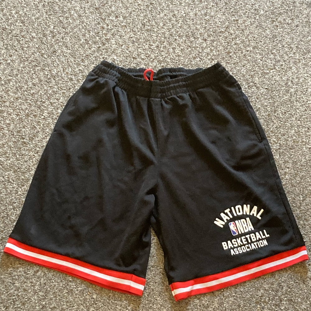 NBA Black Basketball Shorts with Red & White Trim